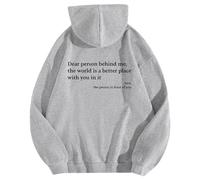 Cemssitu Dear Person Behind Me Hoodie, Sweatshirt for Women - You Are Enough (Grey, S)
