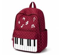 Cemssitu Piano Backpack for Women, Polka Dot Backpack with Keyboard Design, Cute Y2K Music Daypack for Travel, Work and Daily Use (Red,Standard)