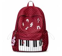 Cemssitu Piano Backpack for Women, Polka Dot Backpack with Keyboard Design, Cute Y2K Music Daypack for Travel, Work and Daily Use (Red,with note)