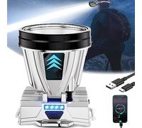 Cemssitu Super Bright Rechargeable High Power Headlamp, LED Headlamp Rechargeable Head Lamp, Waterproof Portable Head Flashlight for Camping (White Light)