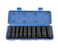 CEMTUKLBP 10Pcs Impact Socket Set Hex Socket, 1/2in Drive Heavy Duty Chrome Molybdenum Steel Sockets with Black Oxide Finish for Pneumatic Wrench and Impact Tools