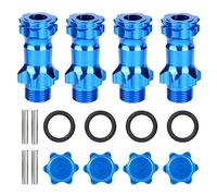 CEMTUKLBP 17mm Hex Hub Extension Adapter Set, Aluminium RC Wheel Spacer Widener for 1:8 Scale RC Model Car, 4 - Piece with Pins and Seal Rings, Titanium Black Deep Blue Options (Dark Blue)