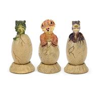 CEMTUKLBP 3PCS Hatching Growing Dinosaur Eggs Model with Display Base, Educational Toy for Kids, Realistic Triceratops Velociraptor T - Rex Plastic Dino Models for Children Ages 3+