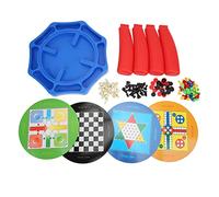 CEMTUKLBP 8 in 1 Board Children Board Game Set, Portable Travel Board Game for Kids, Double Sided Educational Toys with Classic Games Including Snake and Chess for Ages 3+