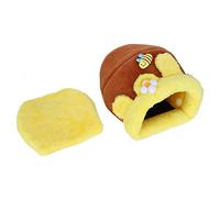 CEMTUKLBP Honeypot Shape Small Pet Warm Cotton Nest, Diamond Velvet Pet Bed with Thick Plush Lining, Non - Slip Plastic Base, Wire Access Opening & Removable Cotton Pad for Guinea Pigs, (L size)