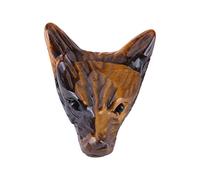 CEMTUKLBP Wolf Head Shaped Pendant, Eye Stone Charm, Natural Stone Wolf Head Necklace Adornment with Smooth Polished Finish for Men Women Jewelry Making, 4 cm