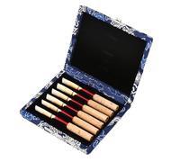 CEMTUKLBP Wooden Silk Cloth Cover Case Holder Storage Box for 6pcs Oboe Reeds, Oboe Reeds Case, Elegant and Durable Box with Breathable Holes, Slot Design for Safe Storage, (Blue)