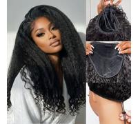 Cemuto Afro Curly Half Wig Kinky Curly for Black Women, 180% Density Wear and Go Glueless Wig with Unique Bouncy Curls in the End, Synthetic No Leave out Clip in (#1B Black, 24 Inch)