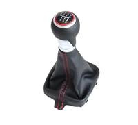 CENAP Car Gear Stick Knob for A3 S3 8P 2003-2012 5/6 Speed Manual Gear Shift Knob & Boot Cover Set PU Leather Gear Shift Cover(6 Speed Black Red)