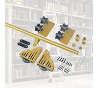 CENAP Sliding Hardware Rustic Gold Rolling Library Track(No Ladder) kit, Sliding Barn Door Kit 3.3ft-20ft, Round Tube Mobile Ladder Track for Home/Indoor/Loft