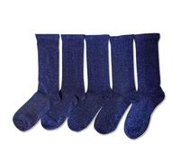 CENAST 2 Pairs Women's Novelty Glitter Ankle Socks Casual Ladies Bright Retro Sox Piles Sock, 5pairs-navy, One size