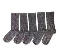 CENAST 2 Pairs Women's Novelty Glitter Ankle Socks Casual Ladies Bright Retro Sox Piles Sock, 5pairs-silver Gray, One size