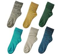 CENAST 2 Pairs Women's Novelty Glitter Ankle Socks Casual Ladies Bright Retro Sox Piles Sock, 6 Pairs, One size