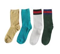 CENAST 2 Pairs Women's Novelty Glitter Ankle Socks Casual Ladies Bright Retro Sox Piles Sock, A 4 Pairs, One size