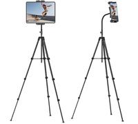 Cenawin iPad Tripod Stand, 75" Height Adjustable Gooseneck Tablet Floor Stand, iPad Stand Floor Holder with 360° Rotating iPad Tripod Mount, Tablet Tripod for iPad Pro Air Mini 4.7-13.5" Tablet Phone