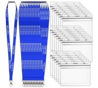 CENBEN 20PCS Blue Visitor Lanyards with 20 Clear Name Badge Holders, Waterproof Horizontal Card Holder ID Card Holders and Vsitor Neck Lanyard Quick-Release for Events, Workplaces, Volunteers