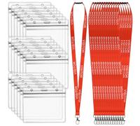 CENBEN 20PCS Red Visitor Lanyards with 20 Clear Name Badge Holders, Waterproof Horizontal Card Holder ID Card Holders and Vsitor Neck Lanyard Quick-Release for Events, Workplaces, Volunteers