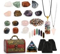CENBEN 29Pcs Healing Crystals Set, Raw & Tumbled Chakra Stones Kit