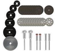 CENBEN 32PCS Rotary Drill Saw Blades Set, 6Pcs HSS Circular Saw Blades with 1/8" and 1/4" Shank, 10Pcs Diamond Cutting Wheels Resin Cutting Discs for Wood, Aluminium, Glass, Plastic, Metal, Stone