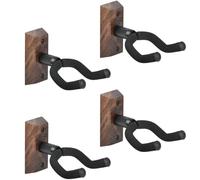 CENBEN 4 Pack Guitar Wall Mount, Black Walnut Wood Guitar Hanger, Hardwood U-Shaped Guitars Holder for Acoustic, Electric Guitars, Bass, Ukulele, Easy to Install