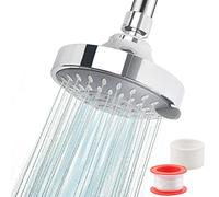 CENBEN 4inch Shower Head Rainfall High Pressure Fixed Shower Heads, 5 Spray Settings with Adjustable Metal Swivel Ball Joint, Round Replacement Overhead Rainfall Shower Heads for Home Hotel Bathroom