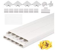 CENBEN 4M White Cable Trunking Kit, Self-Adhesive Wire Cable Hider Wall Cord Covers, Wall-Mounted Wire Channels to Hide Wires for Cables Management in Home or Office (White, 10PCS 40x3cm)