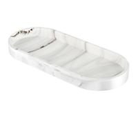 CENBEN White Marble Silicone Bathroom Vanity Tray, Oval Trinket Candle Tray Silicone Cosmetic Trays Dish Jewelry Trays for Soap Shampoo Perfume Towel Plant 24.8x11x2CM