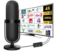Cenbou Indoor TV Aerial - Indoor TV Aerials with Strong Signal UK, Booster Amplifier & 380+ Miles Long Range Reception, Digital Freeview Aerial for Smart TVs - Support 4K 1080P - 16.4ft Cable Included