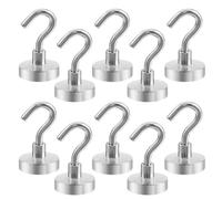 CENCERY 10-Pack Cruise Cabin Magnetic Hooks (33lbs) - Heavy Duty Neodymium Metal for Kitchen, Office & Clothes Hanging (Silver)