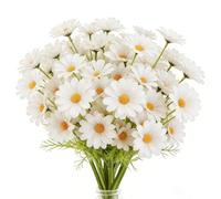CENCERY 10 Stems White Faux Daisy Flowers, Artificial Bouquet for Wedding Decorations, Event Centrepieces and Vase Filler