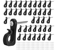 CENCERY 40Pcs Screw-in Hooks, Q-Hanger Hooks Screw Hooks for Outdoor String Lights Screw in Hooks for Wood Small Hooks Screw in Christmas Light Hooks Clips (Black)