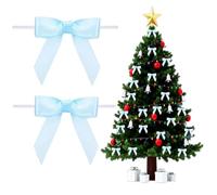CENCERY 50 Pcs Blue Christmas Bows, 1.5cm Satin Bows for Christmas Tree, Pre-Scored Ribbon Bows for Gift Wrapping, Wedding & Holiday Decor