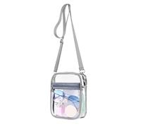 CENCERY Clear Crossbody Bag - Stadium Approved, Adjustable Strap, Waterproof - Grey, 21*16*6cm/8.26*6.29*2.36in