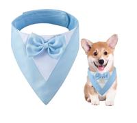 CENCERY Dog Tuxedo, Dog Wedding Bandana Collar with Bow Tie Small Dogs Dog Tuxedo Dog Costumes for Small Dogs Dog Suit Costume for Dogs Engagement, Wedding, and Birthday(Neck:20-30cm/Blue)