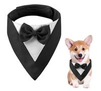 CENCERY Dog Tuxedo, Dog Wedding Bandana Collar with Bow Tie Small Dogs Dog Tuxedo Dog Costumes for Small Dogs Dog Suit Costume for Dogs Wedding, Engagement, and Birthday(Neck:20-30cm/Black)