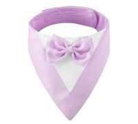 CENCERY Dog Tuxedo with Bow Tie, Dog Wedding Bandana Collar for Small Dogs, Dog Costume for Weddings, Engagements, and Birthdays (Neck: 20-30cm, Purple)