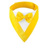 CENCERY Dog Tuxedo with Bow Tie, Dog Wedding Bandana Collar for Small Dogs, Dog Suit for Weddings, Engagements, Parties, and Birthdays (Neck: 20-30cm, Yellow)