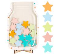 CENCERY Kids Reward Jar Wooden Rewards Jar Reward Jars and Tokens Reward Charts for Children Behaviour Star Jar Good Behavior Training Tool with Wooden Holder Star Reward Jar with Tokens for Kids