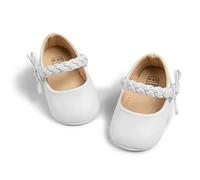 CENCIRILY Baby Girl Mary Jane Shoes Anti-Slip First Walking Bowknot Soft Sole Princess Wedding Dress Flats for 0-18 Month