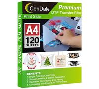 CenDale DTF Transfer Film A4-120 Sheets Double-Sided Matte DTF Film for Sublimation Hack, Direct to Film Printing for Light/Dark T-Shirts Textile, PreTreat PET Heat Transfer Paper, Cold & Hot Peel