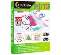 CenDale Glitter DTF Transfer Film - 8.5"x11" 30 Sheets Colorful Glitter DTF Film for Sublimation Hack, Direct to Film Printing on Light & Dark T-Shirts Textile, Hot & Cold Peel DTF Paper