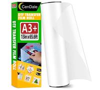 CenDale Premium A3+ DTF Film Roll, 13"x65.6ft, Double Sided Matte Clear PreTreat PET Heat Transfer Paper, Hot & Cold Peel, Direct to Film for T-Shirts Textile