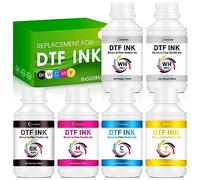 CenDale Premium DTF Ink 3000ML - DTF Transfer Ink for PET Film, Refill DTF Ink for Epson ET-8550, L1800, L800, XP15000, R2400, P400, P800, Heat Transfer Printing Ink Direct to Film (500ml x 6, CMYK W