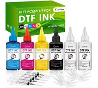 CenDale Premium DTF Ink 600ML- DTF Transfer Ink for PET Film, Refill for DTF Printers Epson ET-8550, XP-15000, L1800, L805, R1390, R2400, Heat Transfer Printing Direct to Film (100ml x 6, CMYK Wh)