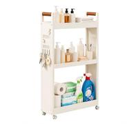 cendbirut 3/4/5 Tier Narrow Pantry Cabinet, Slim Rolling Storage Cart with Wheels, Rolling Skinny Spice Rack Organizer Next to Fridge, Rolling Cart for Kitchen, Laundry Room,3Tier 16 * 6 * 26in