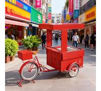 Cendbirut Ice Cream Tricycle Cart Trailer, Mobile Tricycle Food Truck Holds up to 440Lbs with Parasol Umbrella, Vending Trike Mobile Food Beverage Bike Cart,Style2,D