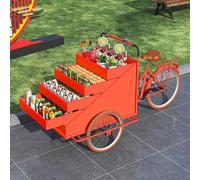 Cendbirut Mobile Outdoor Tricycle Food Truck, Outdoor Food Vending Cart and Float Cart Vending Tricycle with Retractable Drawers and Parasols, for street vending Camping,B