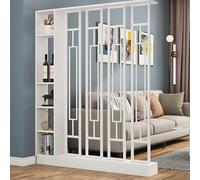cendbirut Modern Wooden Wall Room Divider with Storage Shelves, Indoor Metal Privacy Screen Storage Cabinet, Wall Room Divider Bookshelf, Bookcase Display for Home Decoration,A,140CM/51.1IN