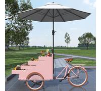 Cendbirut Outdoor Vending Tricycle, Large Capacity Pedal Bicycle Cart with Umbrella, Movable Three-wheel Sales Wagon for Street Vending, for Outdoor Stalls and Camping,C