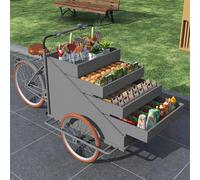 Cendbirut Outdoor Vending Tricycle, Large Capacity Pedal Bicycle Cart with Umbrella, Movable Three-wheel Sales Wagon for Street Vending, for Outdoor Stalls and Camping,D